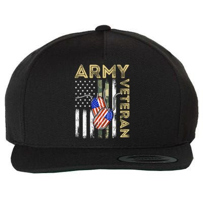 Vintage Army Veteran Day American Flag Wool Snapback Cap