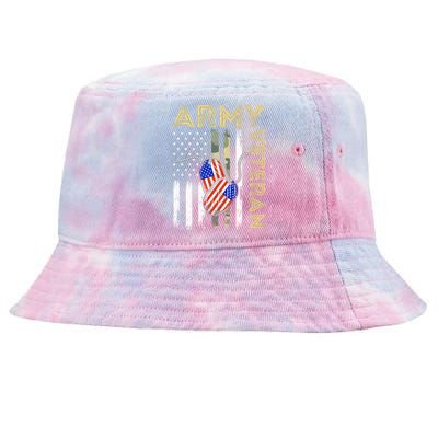 Vintage Army Veteran Day American Flag Tie-Dyed Bucket Hat