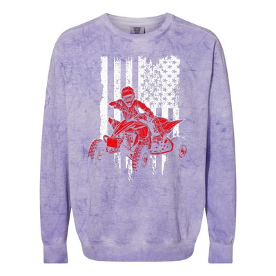 Vintage AllTerrain Vehicles Four Wheeler ATV American Flag Colorblast Crewneck Sweatshirt