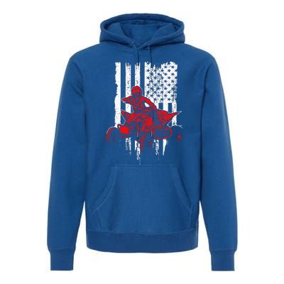 Vintage AllTerrain Vehicles Four Wheeler ATV American Flag Premium Hoodie