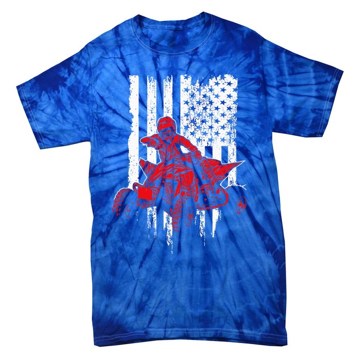 Vintage AllTerrain Vehicles Four Wheeler ATV American Flag Tie-Dye T-Shirt