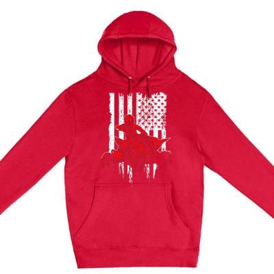 Vintage AllTerrain Vehicles Four Wheeler ATV American Flag Premium Pullover Hoodie