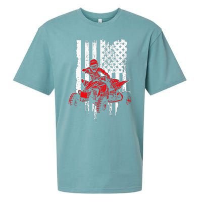 Vintage AllTerrain Vehicles Four Wheeler ATV American Flag Sueded Cloud Jersey T-Shirt