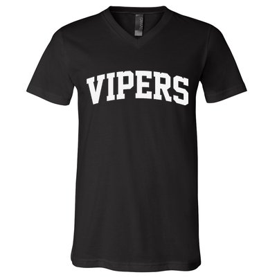 Vipers Arch Vintage Retro College Athletic Sports V-Neck T-Shirt