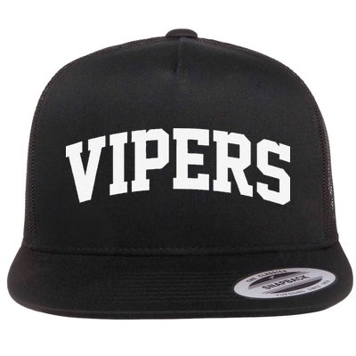 Vipers Arch Vintage Retro College Athletic Sports Flat Bill Trucker Hat