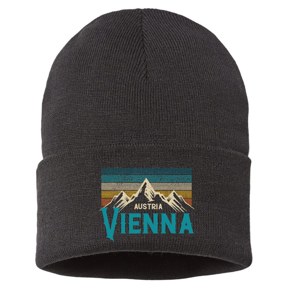 Vienna Austria Vienna Vintage Mountains Alps Ski Souvenir Sustainable Knit Beanie