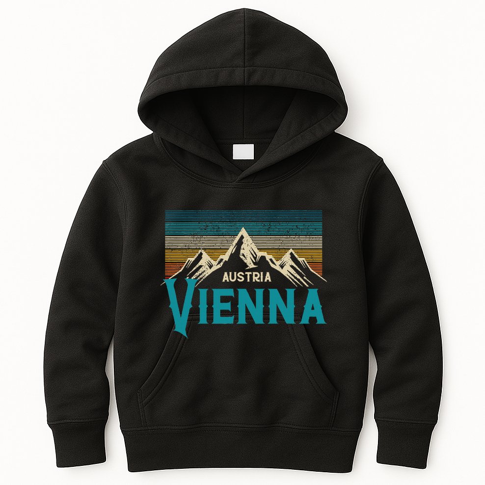 Vienna Austria Vienna Vintage Mountains Alps Ski Souvenir Kids Hoodie