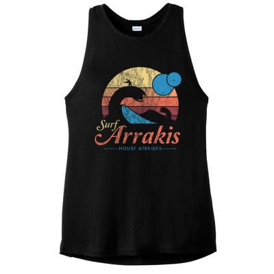 Visit Arrakis Vintage Distressed Surf Dune Sci Fi Ladies PosiCharge Tri-Blend Wicking Tank