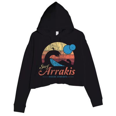 Visit Arrakis Vintage Distressed Surf Dune Sci Fi Crop Fleece Hoodie