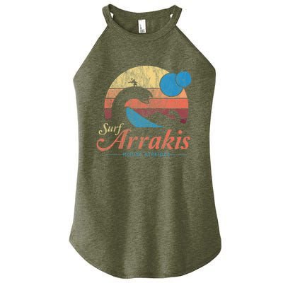 Visit Arrakis Vintage Distressed Surf Dune Sci Fi Women’s Perfect Tri Rocker Tank