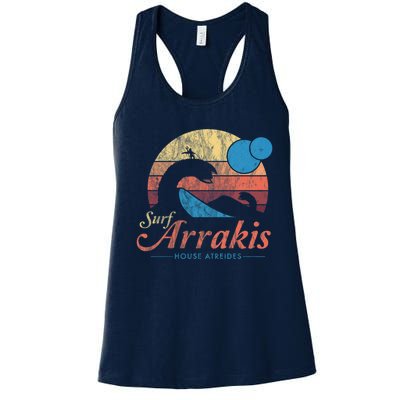 Visit Arrakis Vintage Distressed Surf Dune Sci Fi Women's Racerback Tank