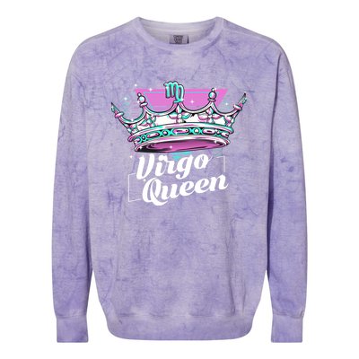 Vaporwave Aesthetics Virgo Queen Crown Zodiac Sign Gift Colorblast Crewneck Sweatshirt