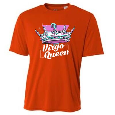 Vaporwave Aesthetics Virgo Queen Crown Zodiac Sign Gift Cooling Performance Crew T-Shirt