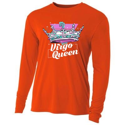 Vaporwave Aesthetics Virgo Queen Crown Zodiac Sign Gift Cooling Performance Long Sleeve Crew