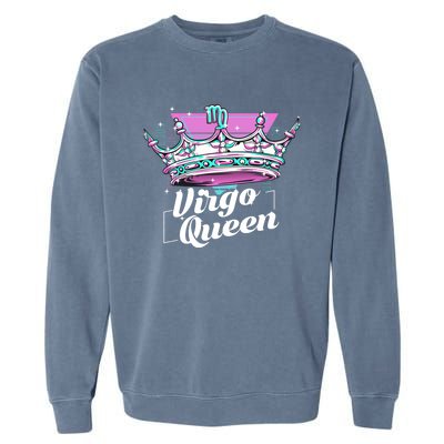 Vaporwave Aesthetics Virgo Queen Crown Zodiac Sign Gift Garment-Dyed Sweatshirt