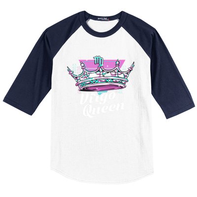 Vaporwave Aesthetics Virgo Queen Crown Zodiac Sign Gift Baseball Sleeve Shirt