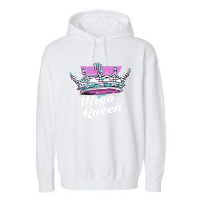 Vaporwave Aesthetics Virgo Queen Crown Zodiac Sign Gift Garment-Dyed Fleece Hoodie