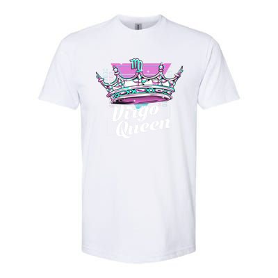 Vaporwave Aesthetics Virgo Queen Crown Zodiac Sign Gift Softstyle CVC T-Shirt