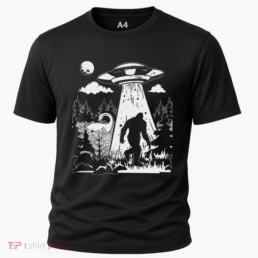 Vintage Alien With Bigfoot & Loch Ness Monster Cryptozoology Performance Shirt