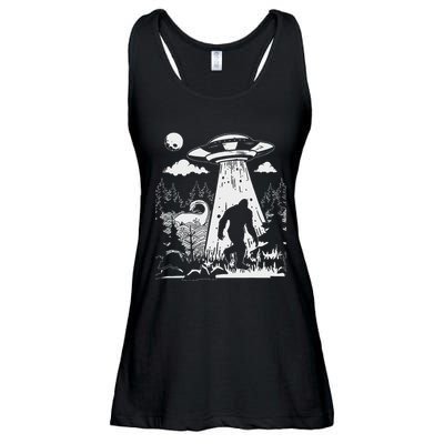 Vintage Alien With Bigfoot & Loch Ness Monster Cryptozoology Ladies Essential Flowy Tank