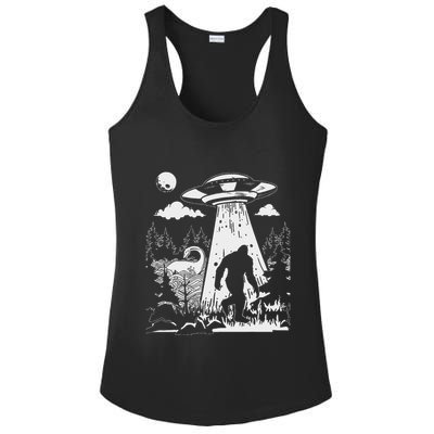Vintage Alien With Bigfoot & Loch Ness Monster Cryptozoology Ladies PosiCharge Competitor Racerback Tank