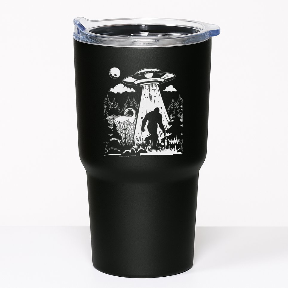 Vintage Alien With Bigfoot & Loch Ness Monster Cryptozoology Tumbler