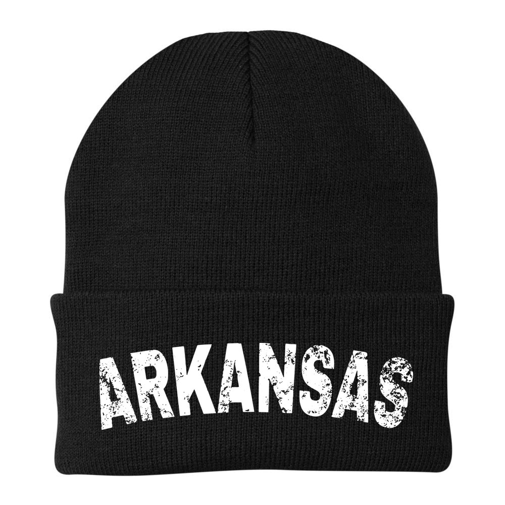Vintage Arkansas White Text Beanie