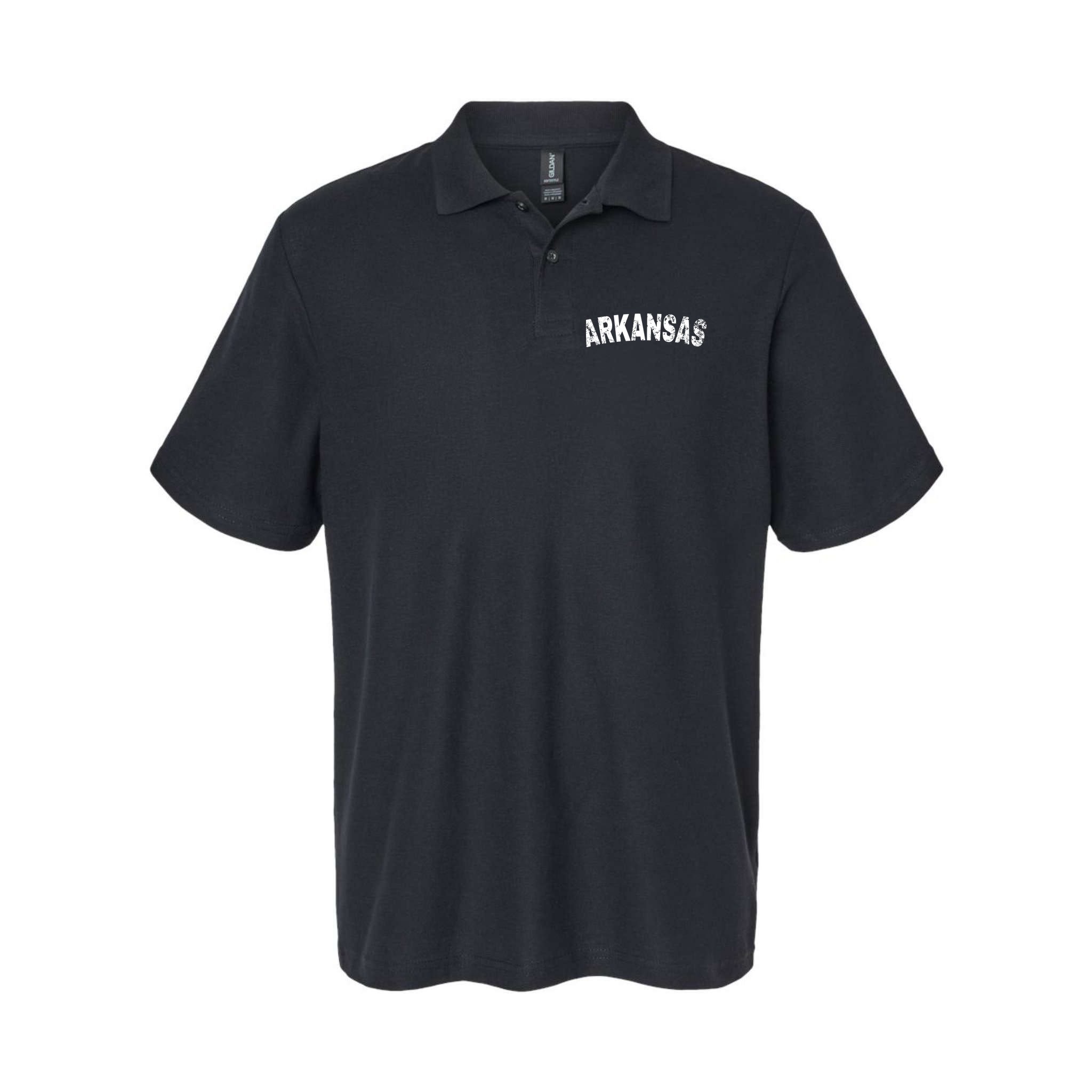 Vintage Arkansas White Text Polo