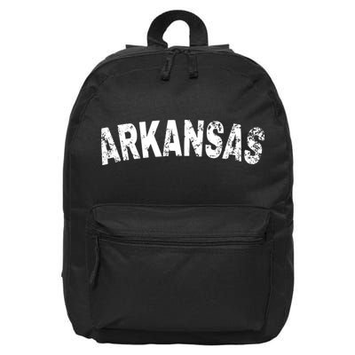 Vintage Arkansas White Text 16 in Basic Backpack