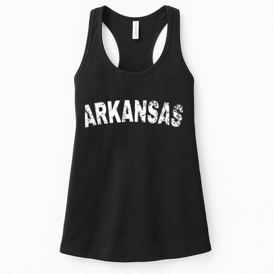 Vintage Arkansas White Text Womens Tank Top