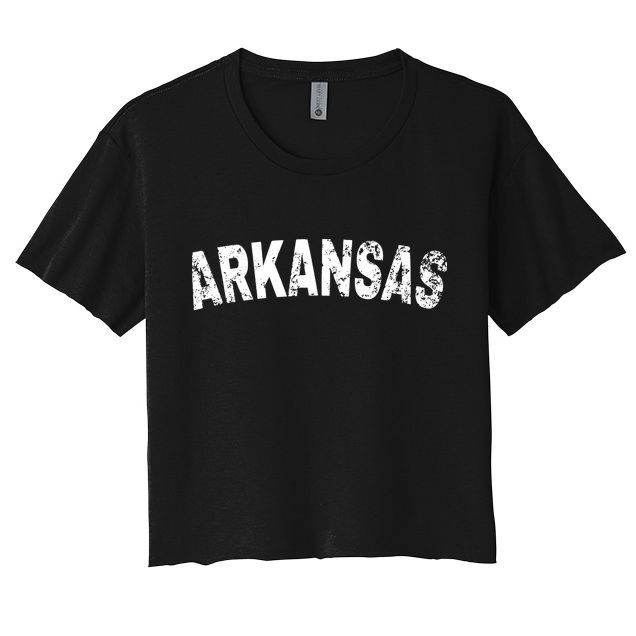 Vintage Arkansas White Text Crop Top