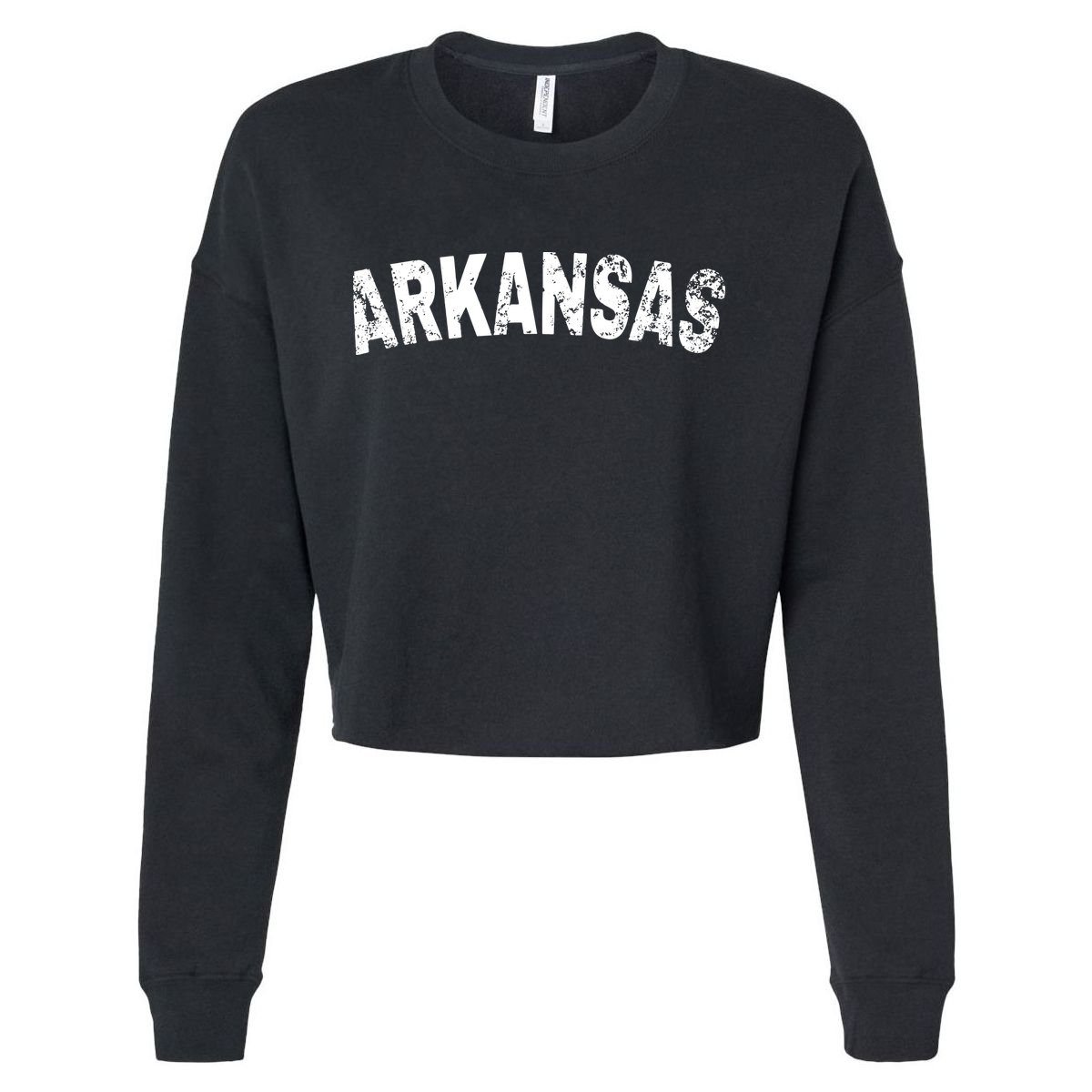 Vintage Arkansas White Text Cropped Pullover Crew