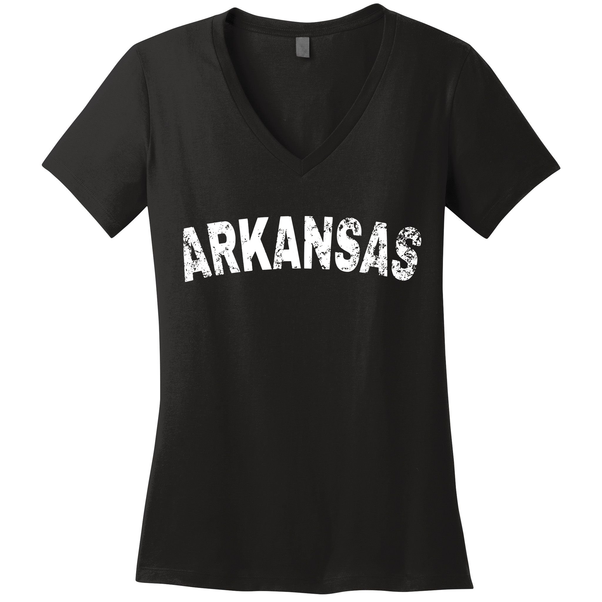 Vintage Arkansas White Text Women's V-Neck T-Shirt