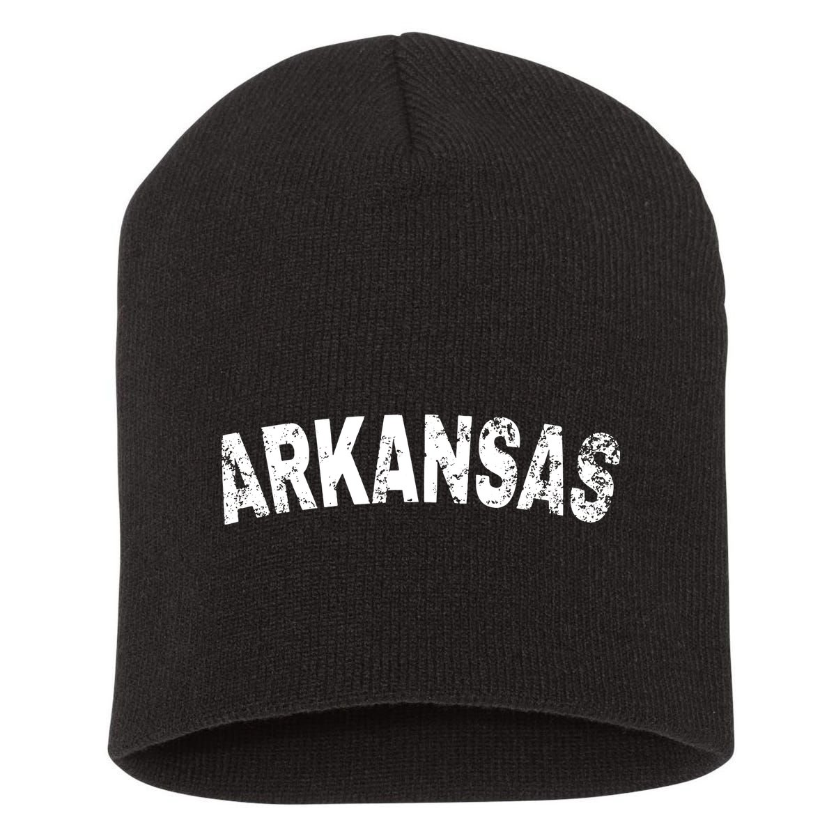 Vintage Arkansas White Text Short Acrylic Beanie