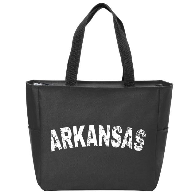 Vintage Arkansas White Text Zip Tote Bag
