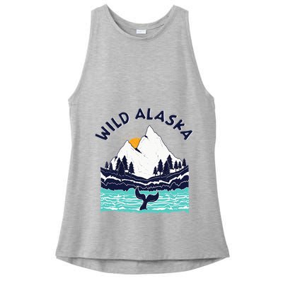 Vintage Alaska Wild Landscape Humpback Whale Ladies PosiCharge Tri-Blend Wicking Tank