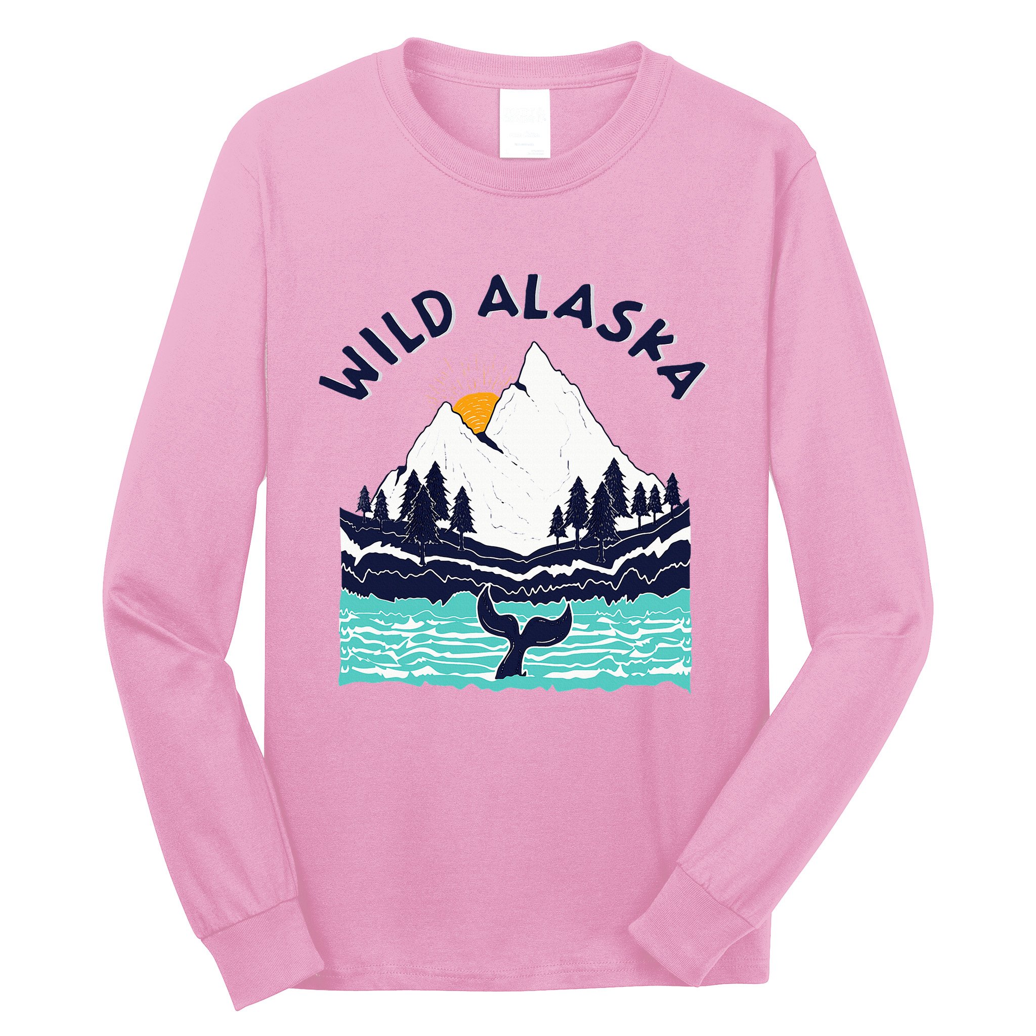 Vintage Alaska Wild Landscape Humpback Whale Long Sleeve Shirt