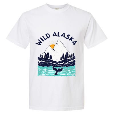 Vintage Alaska Wild Landscape Humpback Whale Garment-Dyed Heavyweight T-Shirt