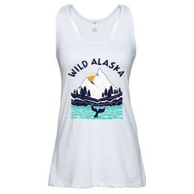 Vintage Alaska Wild Landscape Humpback Whale Ladies Essential Flowy Tank