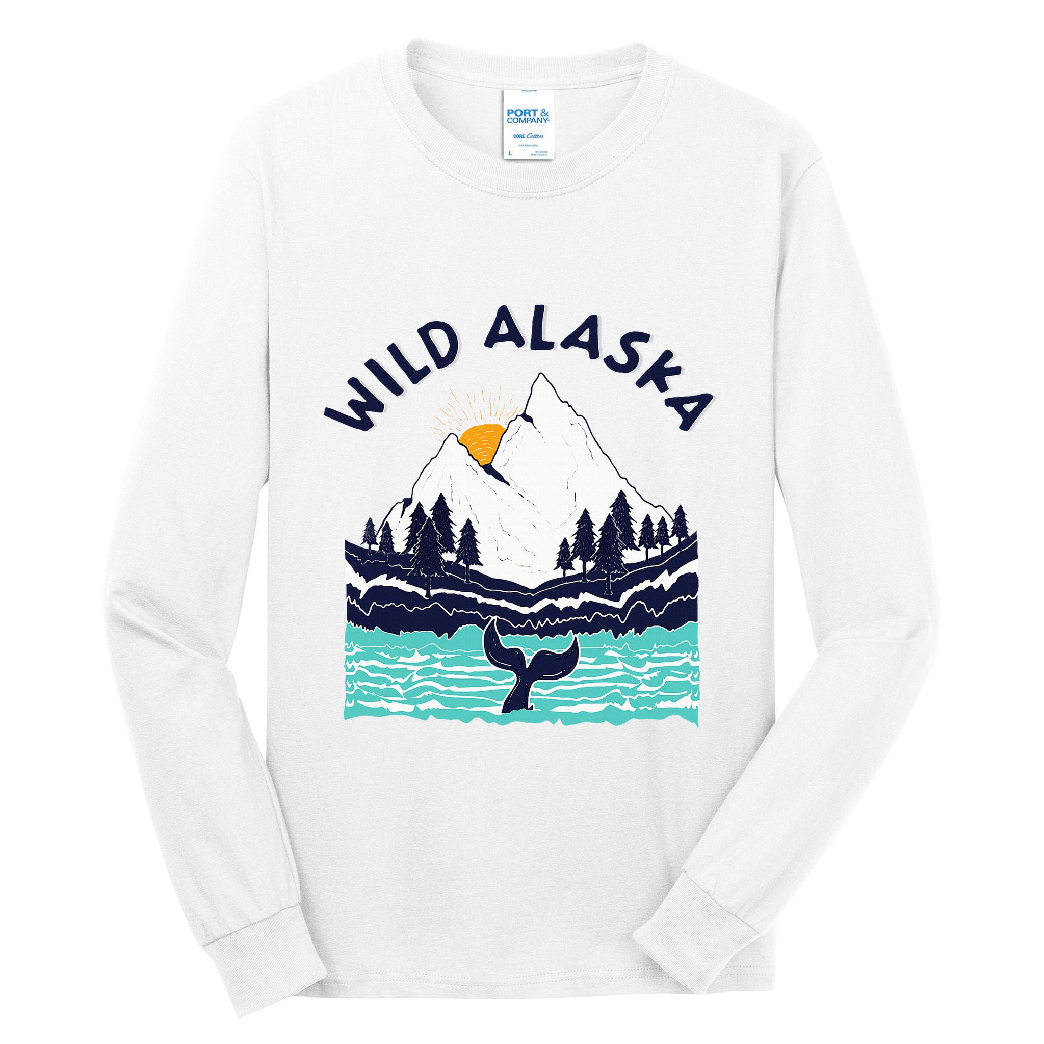 Vintage Alaska Wild Landscape Humpback Whale Tall Long Sleeve T-Shirt