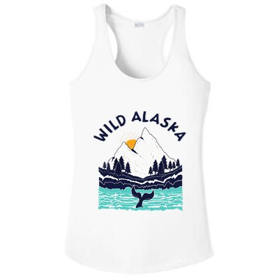 Vintage Alaska Wild Landscape Humpback Whale Ladies PosiCharge Competitor Racerback Tank