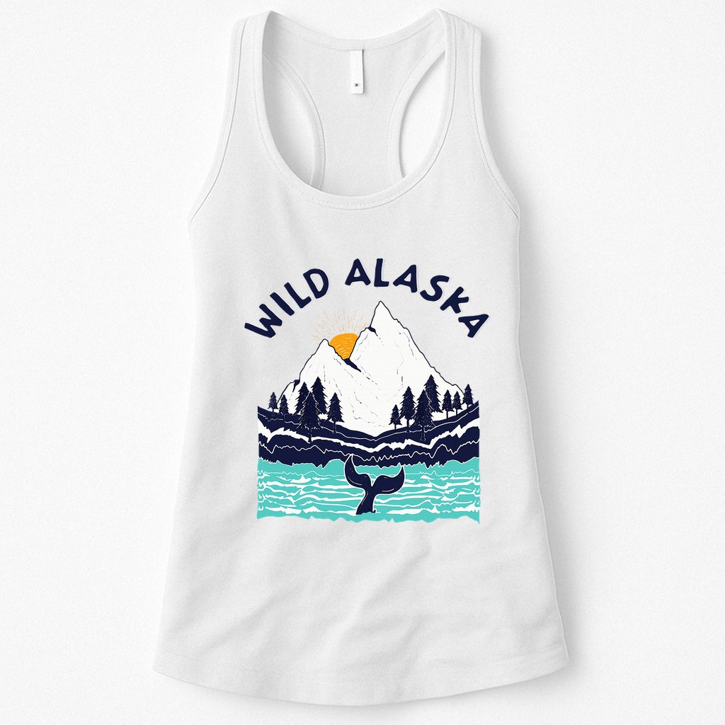Vintage Alaska Wild Landscape Humpback Whale Womens Tank Top