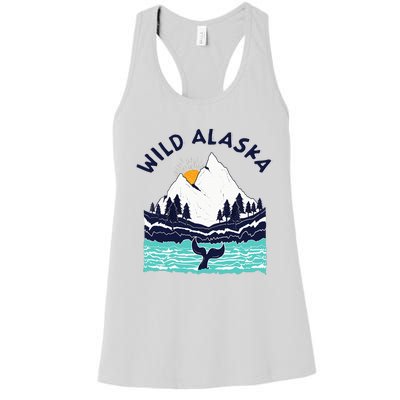 Vintage Alaska Wild Landscape Humpback Whale Women's Racerback Tank