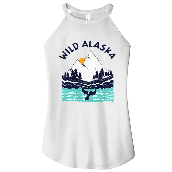 Vintage Alaska Wild Landscape Humpback Whale Women's Perfect Tri Rocker Tank