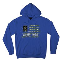 Vintage Army Wife With Camo American Flag For Veteran Gift Hoodie