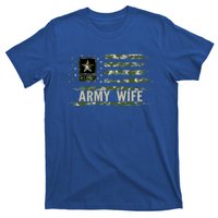 Vintage Army Wife With Camo American Flag For Veteran Gift T-Shirt