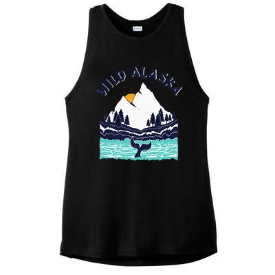 Vintage Alaska Wild Landscape Humpback Whale Ladies PosiCharge Tri-Blend Wicking Tank