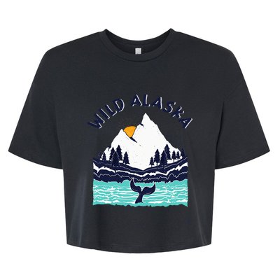 Vintage Alaska Wild Landscape Humpback Whale Bella+Canvas Jersey Crop Tee