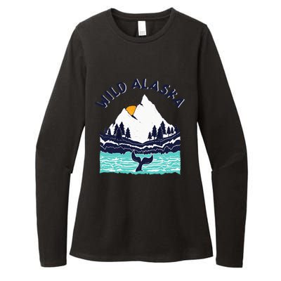 Vintage Alaska Wild Landscape Humpback Whale Womens CVC Long Sleeve Shirt