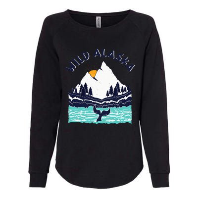 Vintage Alaska Wild Landscape Humpback Whale Womens California Wash Sweatshirt